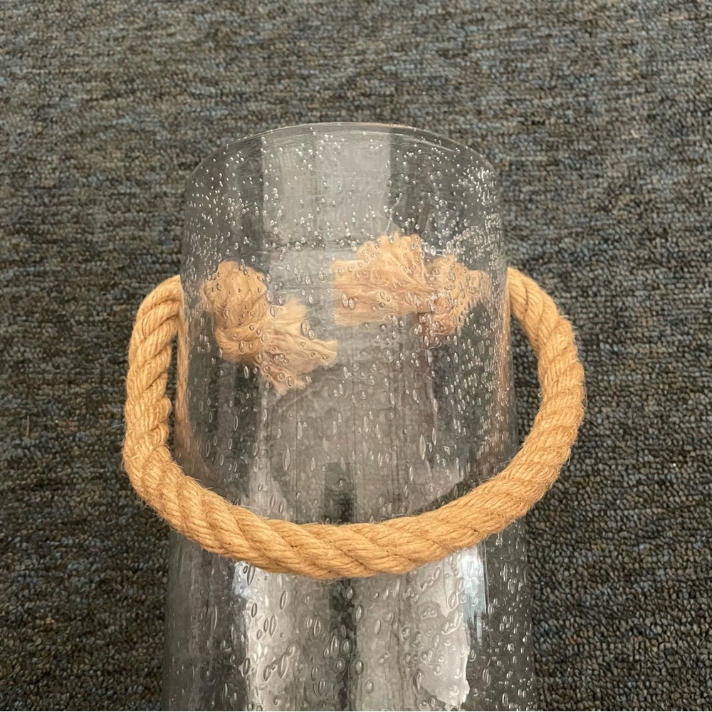 Hand blown bubble glass candle holder - Picture 3 of 4